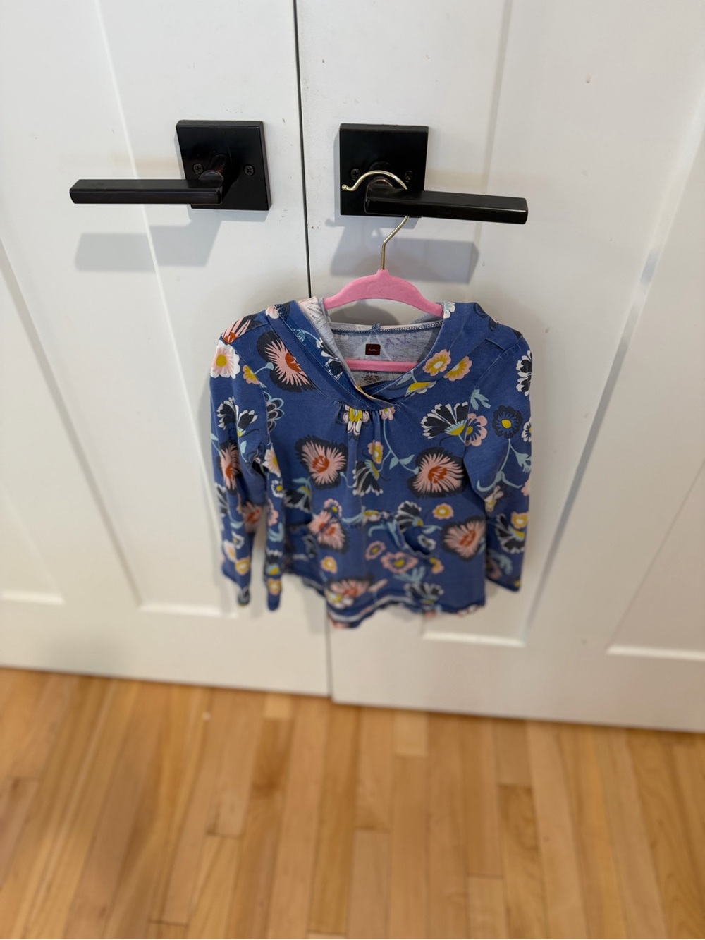 Tea Collection Blue Floral Hooded Sweatshirt